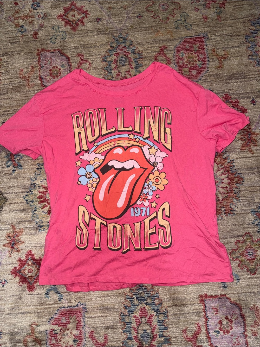 the Rolling Stones Kids Hot Pink Tongue Logo Tee